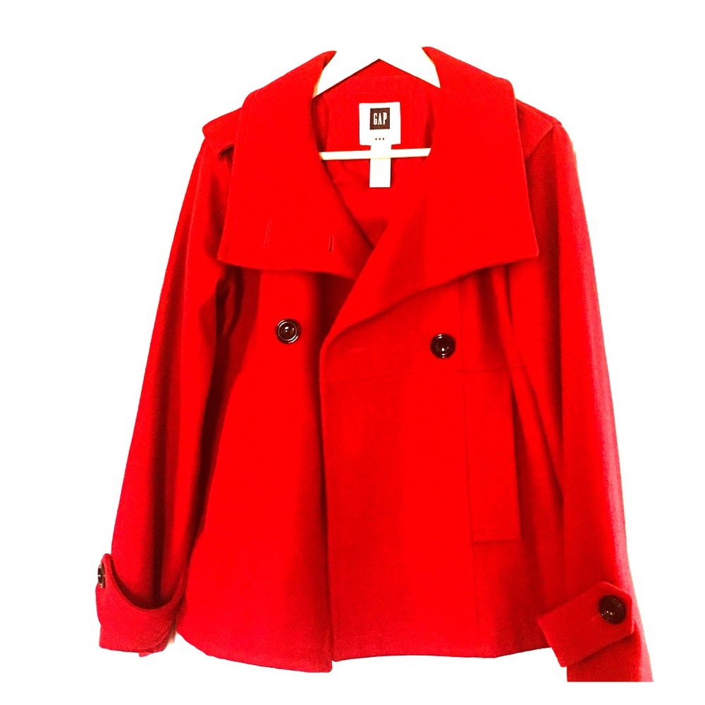 Beautiful RED WOOL GAP Pea Coat